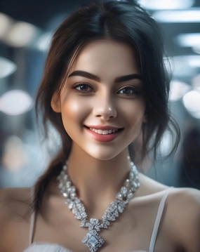 满满胶原蛋白微笑美女摄影图片